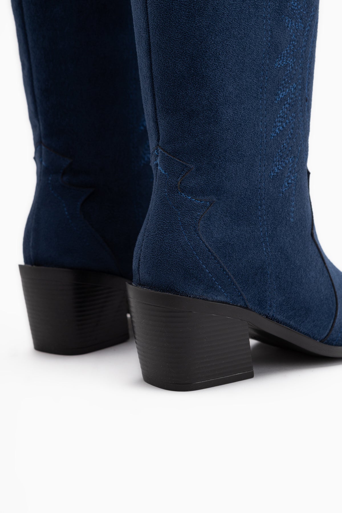 Hero Navy Suede Embroidered Cowboy Boots