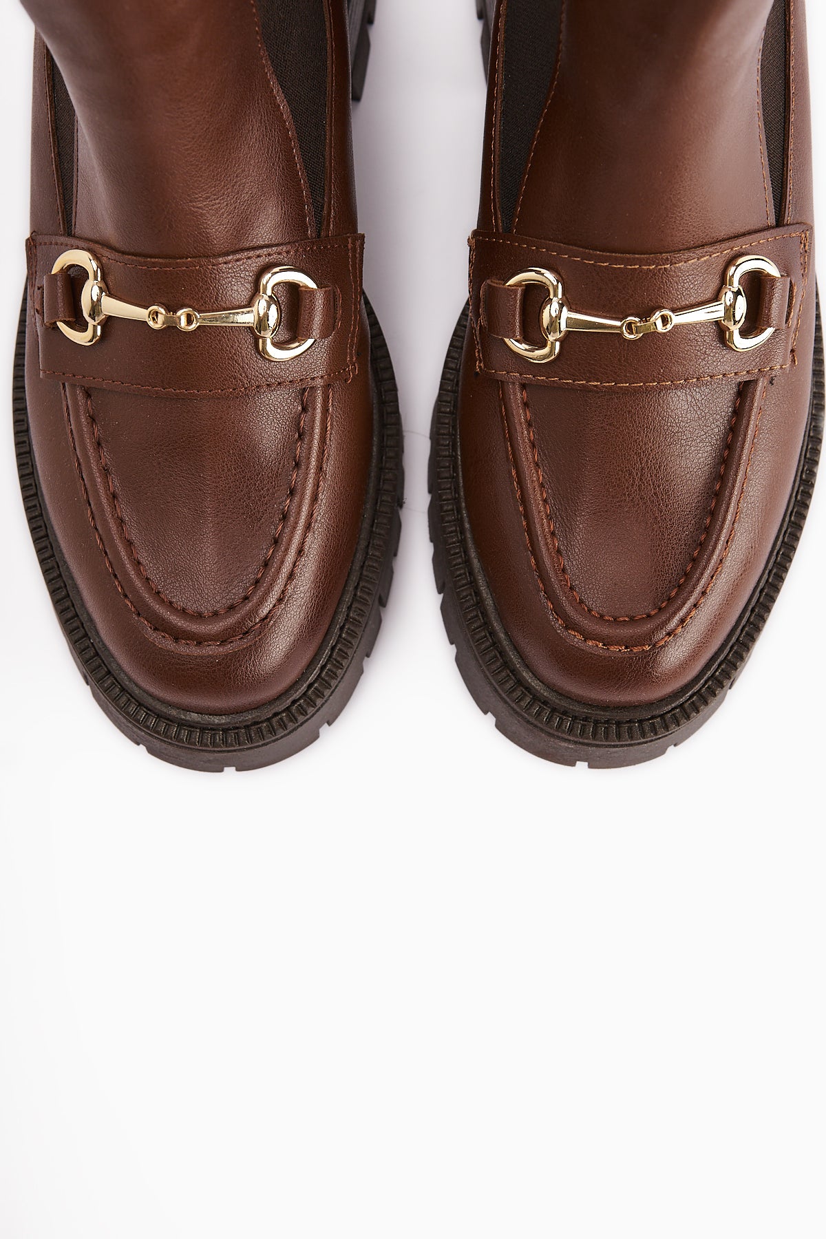 Lemonie Tan Buckle Detailed Elastic Ankle Boots
