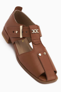 Veronica Genuine Leather Tan Buckled Women’s Sandal