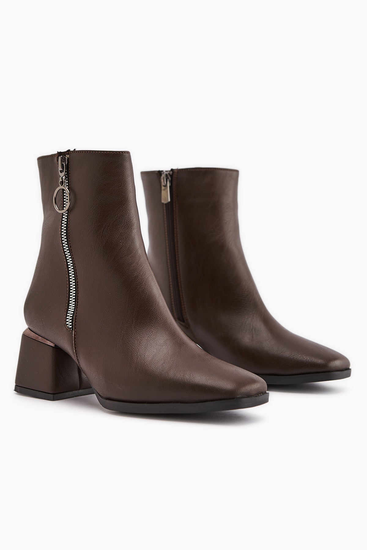 Deyana Coffee Zipper Accessorized Boot