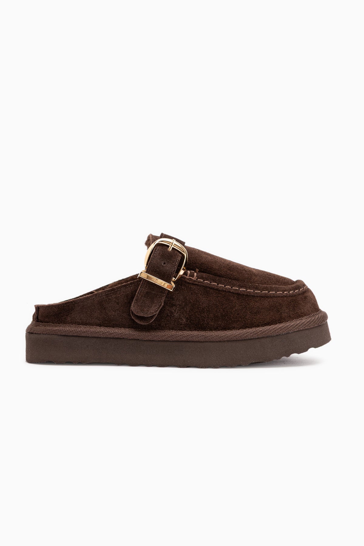 Beisa Genuine Leather Brown Suede Fur Women’s Slippers