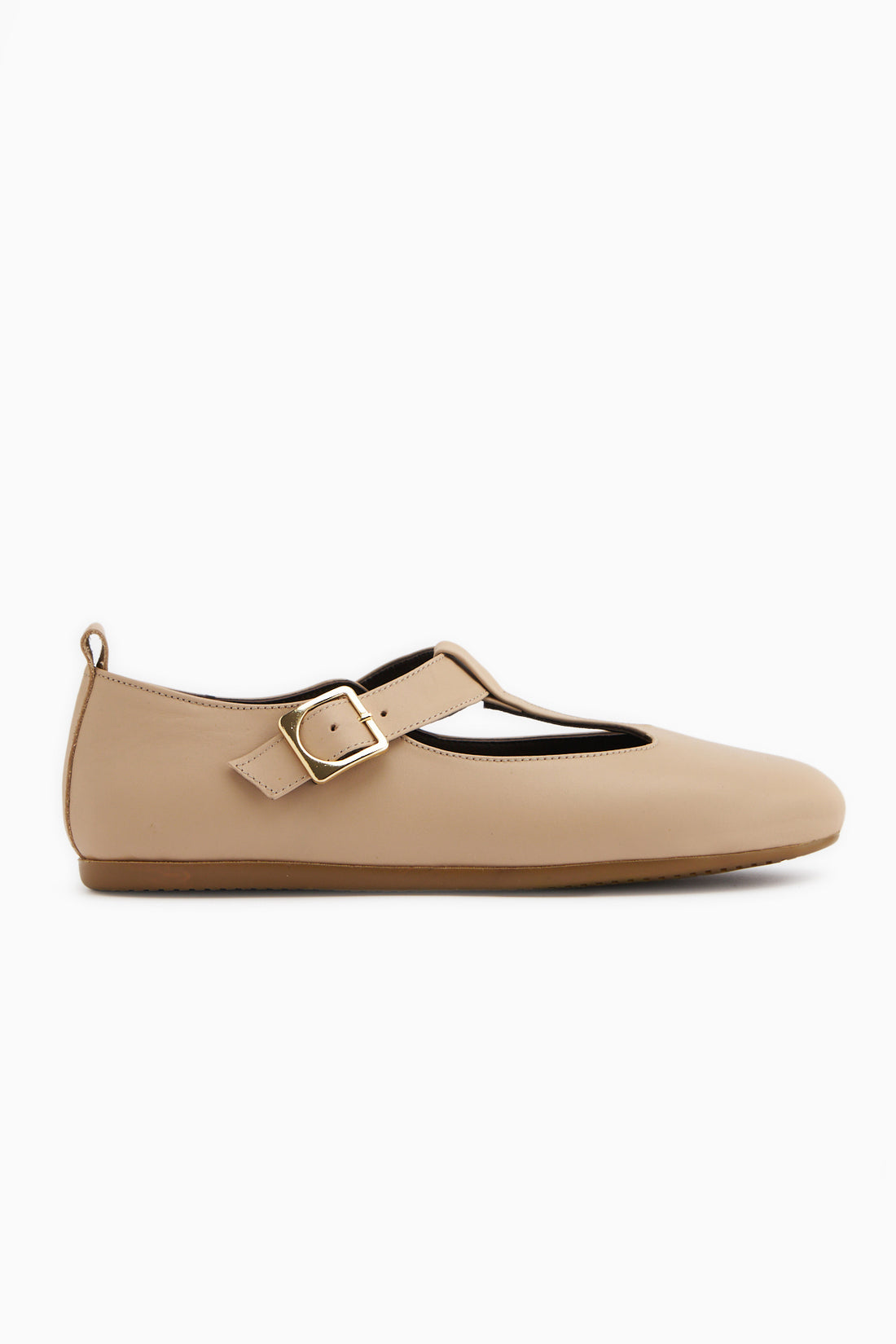 Danni Genuine Leather Nude Buckled Women’s Ballet Flats