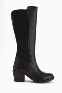 Sesen Black Stretch Fabric Detailed Women’s Boots
