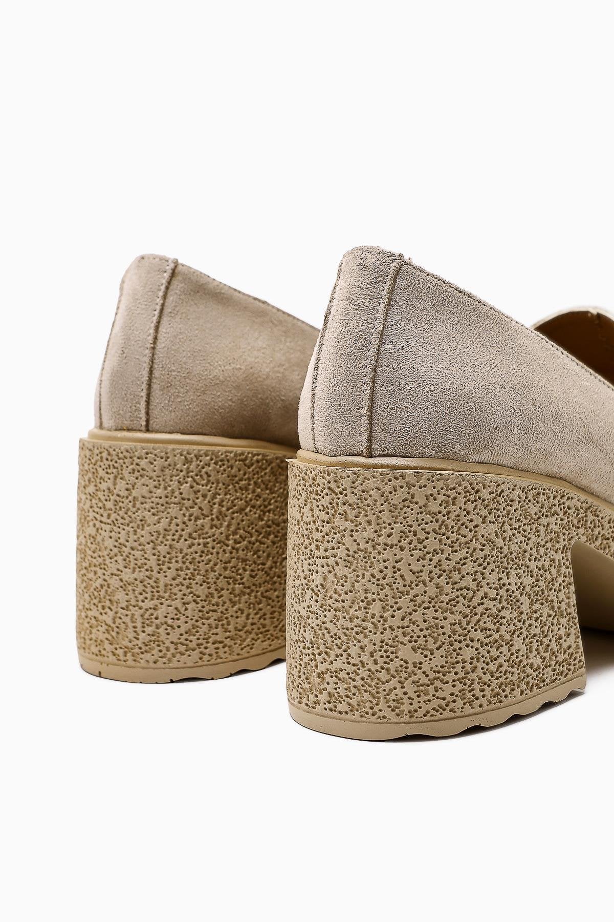Boi Nude Suede Platform Casual Shoes