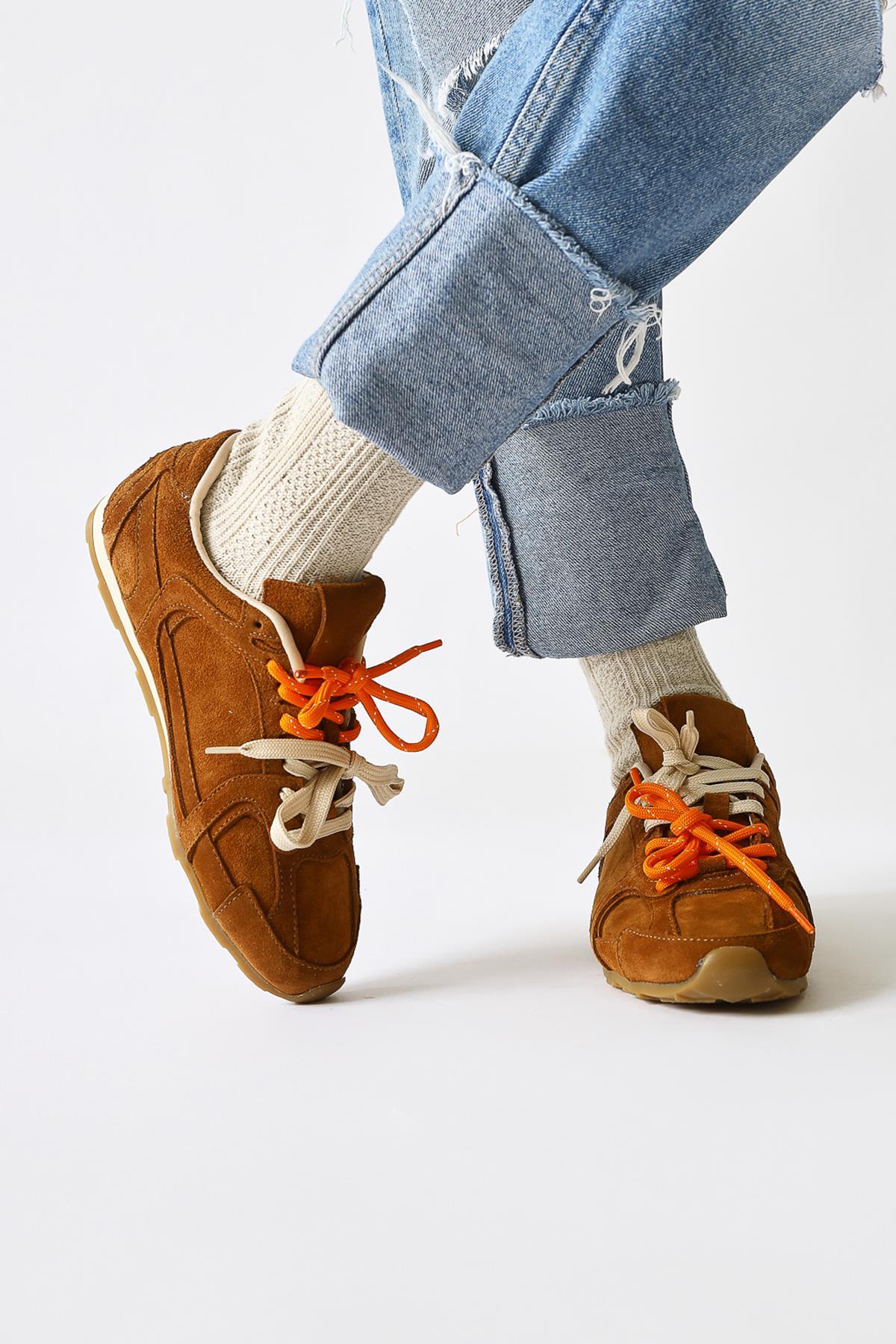 Sue Taba Genuine Leather Suede Double Lace-Up Sneakers