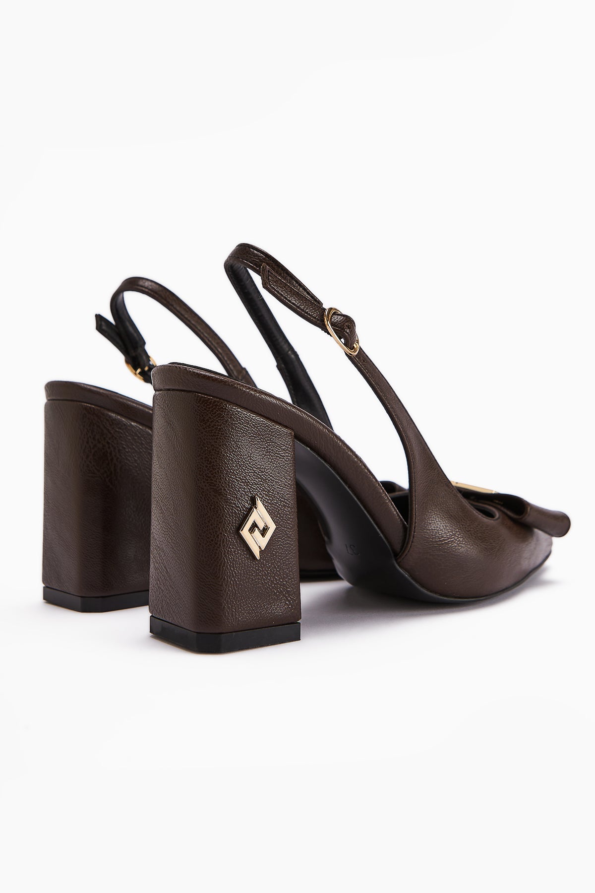 Yupin – Brown Metal-Detail Closed-Toe Heeled Shoe (Women)