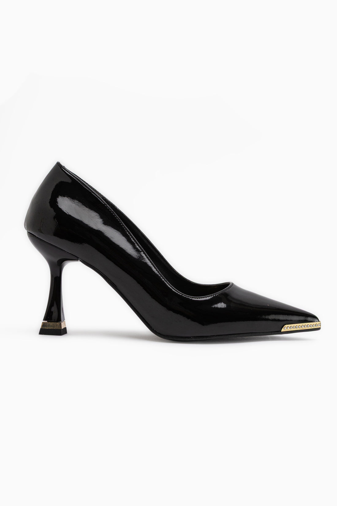 Sydney Black Patent Stone Detailed Women’s Heeled Shoes