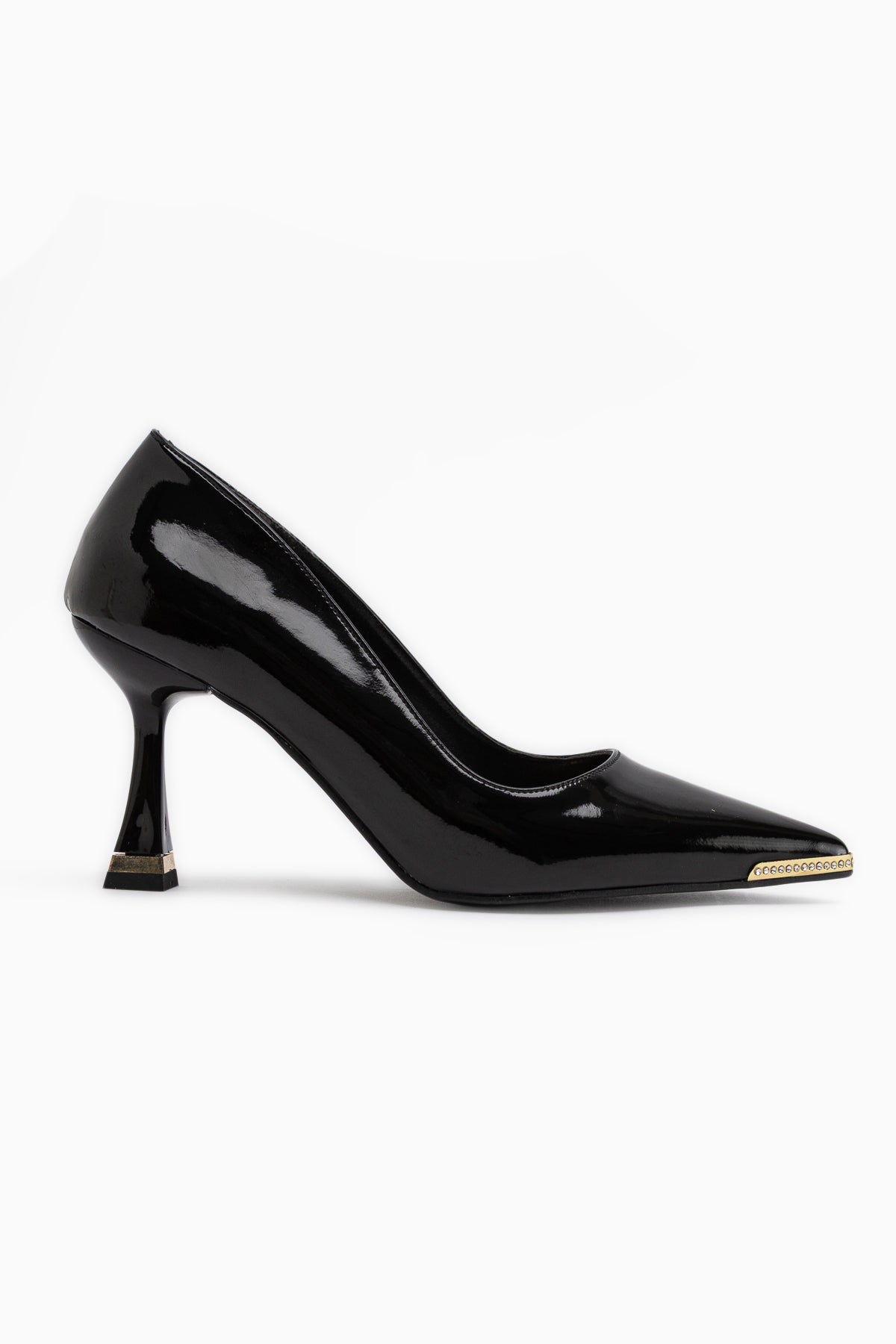 Sydney Black Patent Stone Detailed Women’s Heeled Shoes