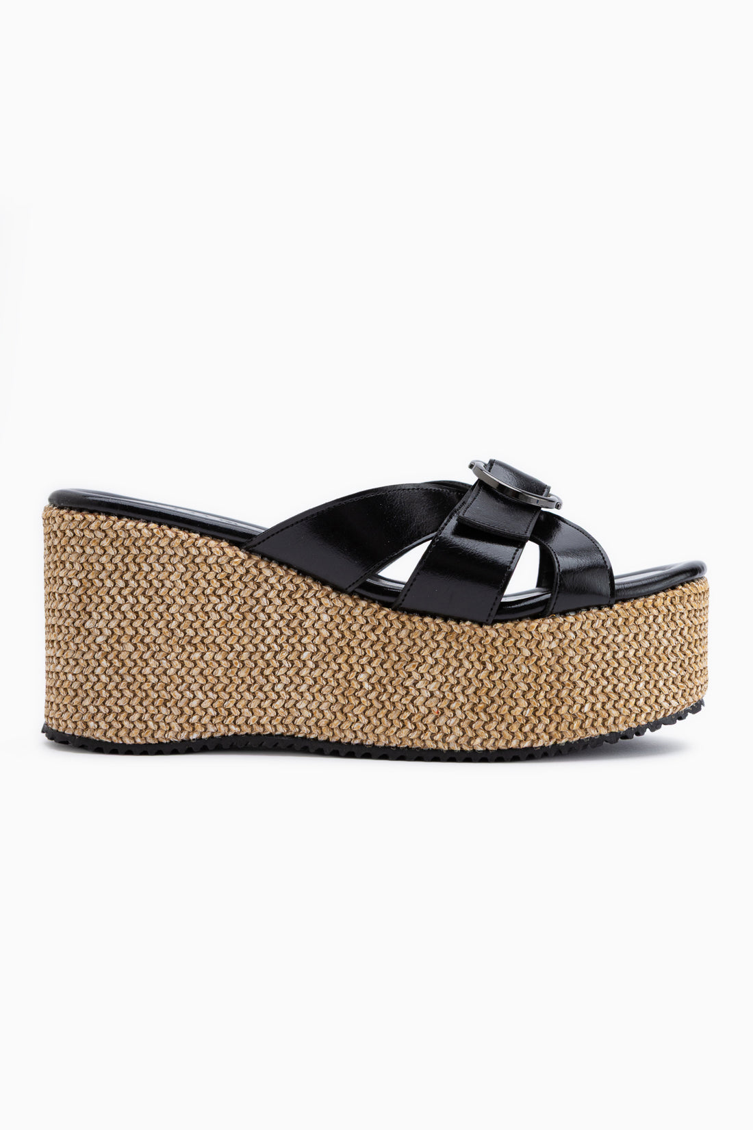 Malena Black Woven Platform Women’s Slippers