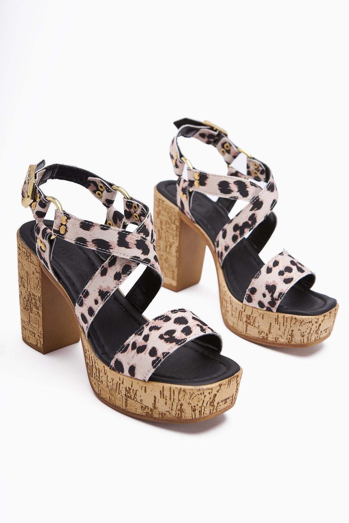 Havannah – Black Leopard Cross-Strap Platform-Heel Sandal (Women)