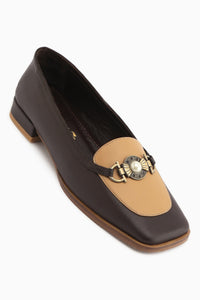 Genuine Leather Sanie Brown Buckled Women’s Ballet Flats