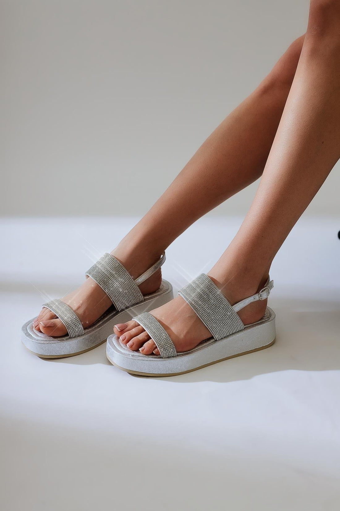Cisela Silver Stone Strap Women’s Sandal