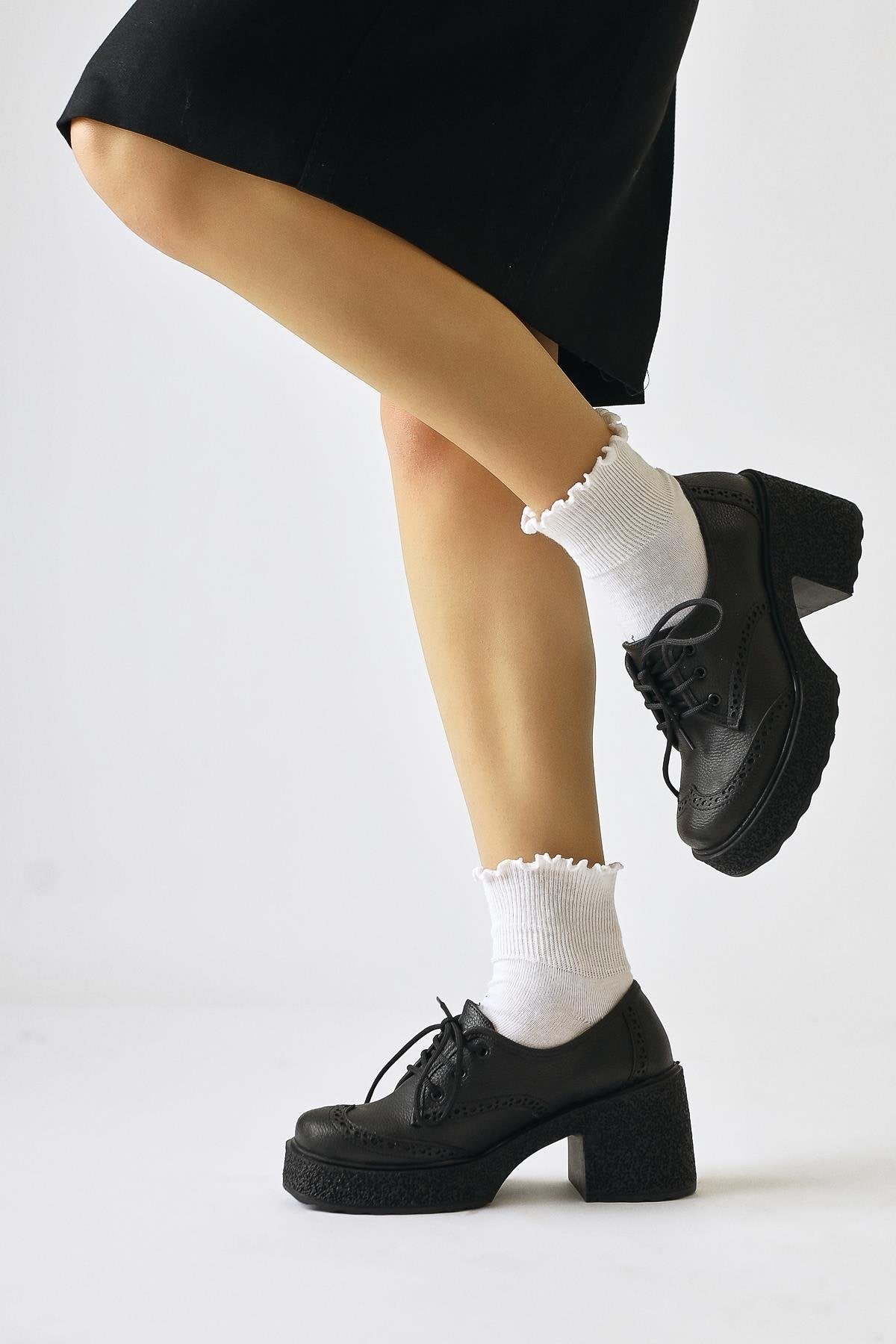 Lenie Black Laser-Cut Detail Casual Shoe