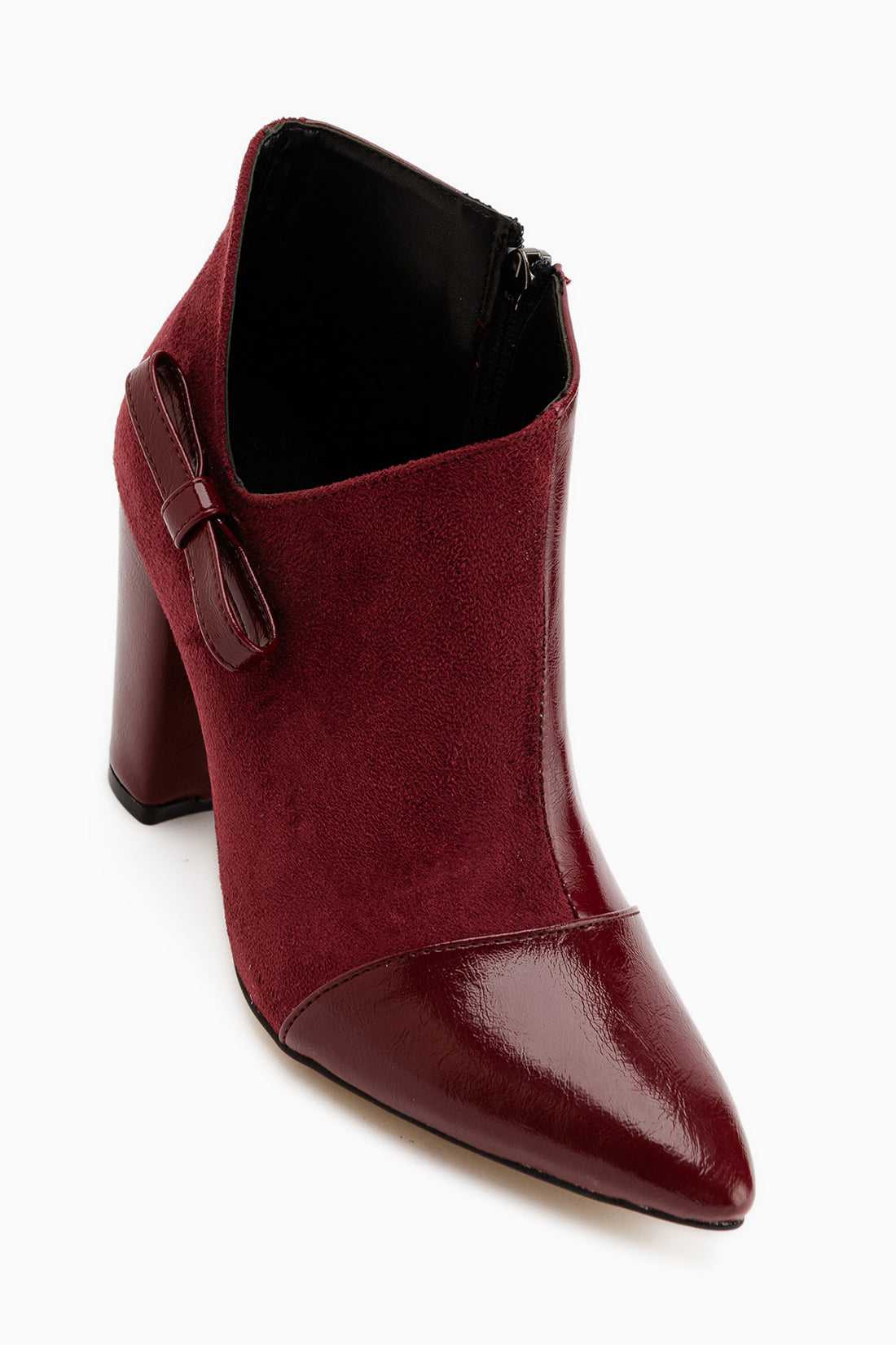 Jami Burgundy Suede Bow Detailed Pointed Toe Women’s Boots