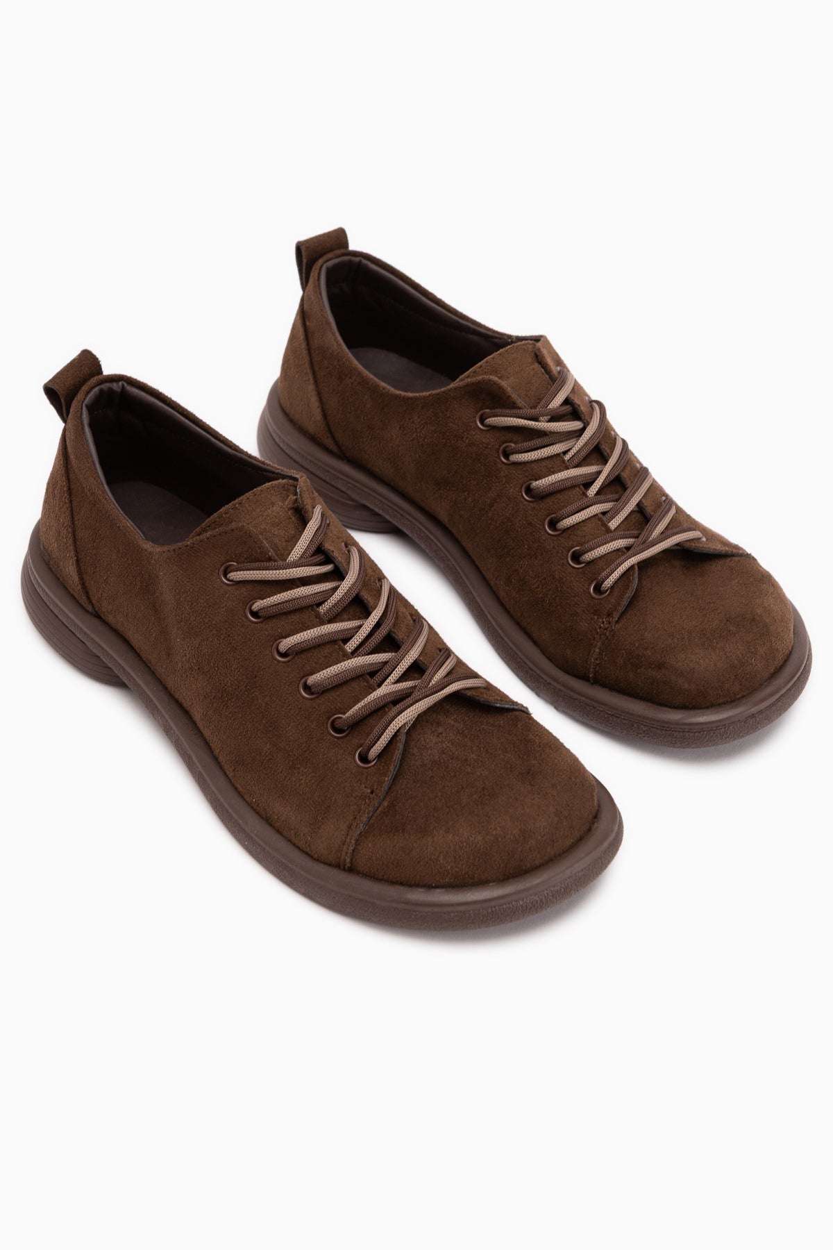 Estella Brown Suede Lace-Up Casual Women’s Shoes
