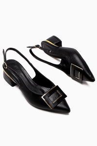 Tiana Black Buckled Heeled Women’s Shoes