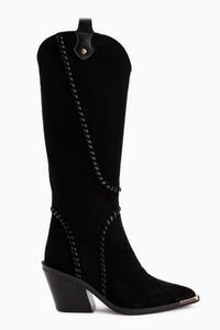Gertie Black Suede Stitch Detailed Women’s Boots