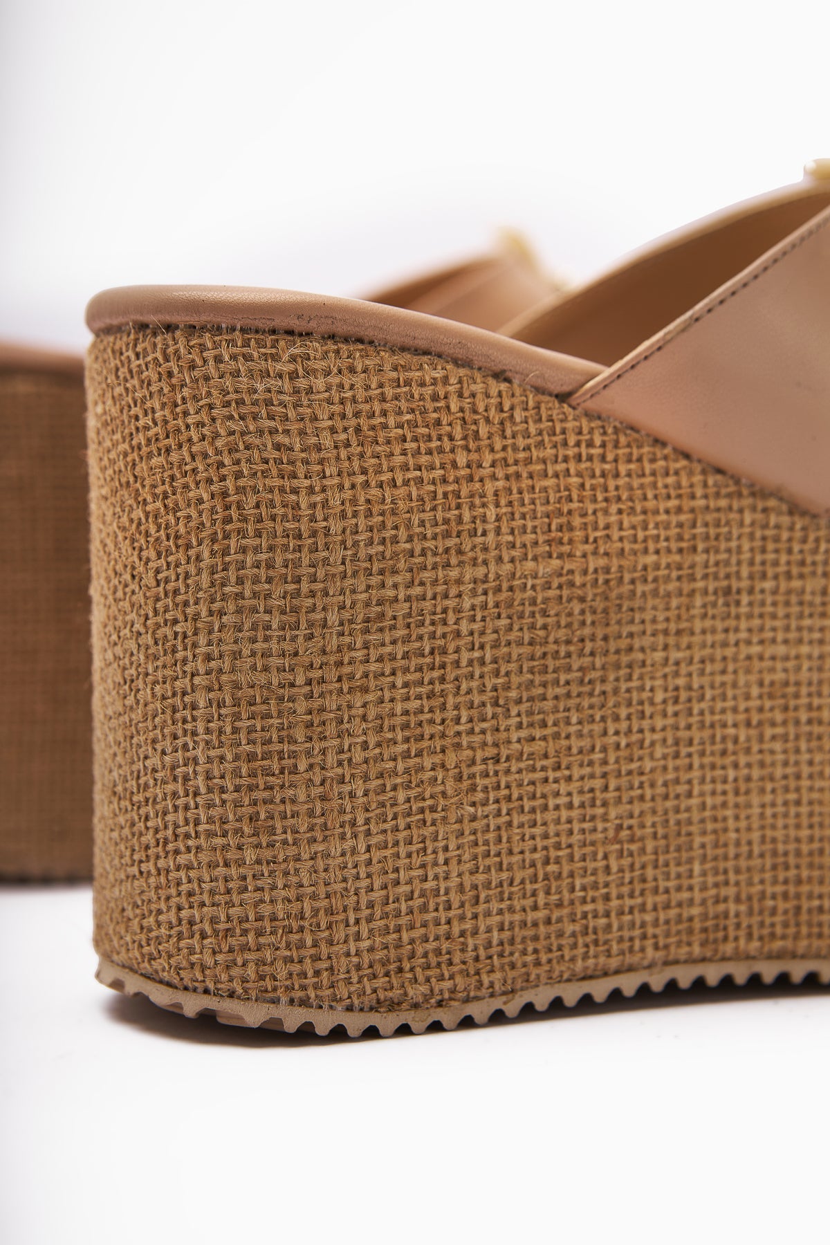 Tania Nude Toe-Post Straw-Soled Wedge Women's Slippers