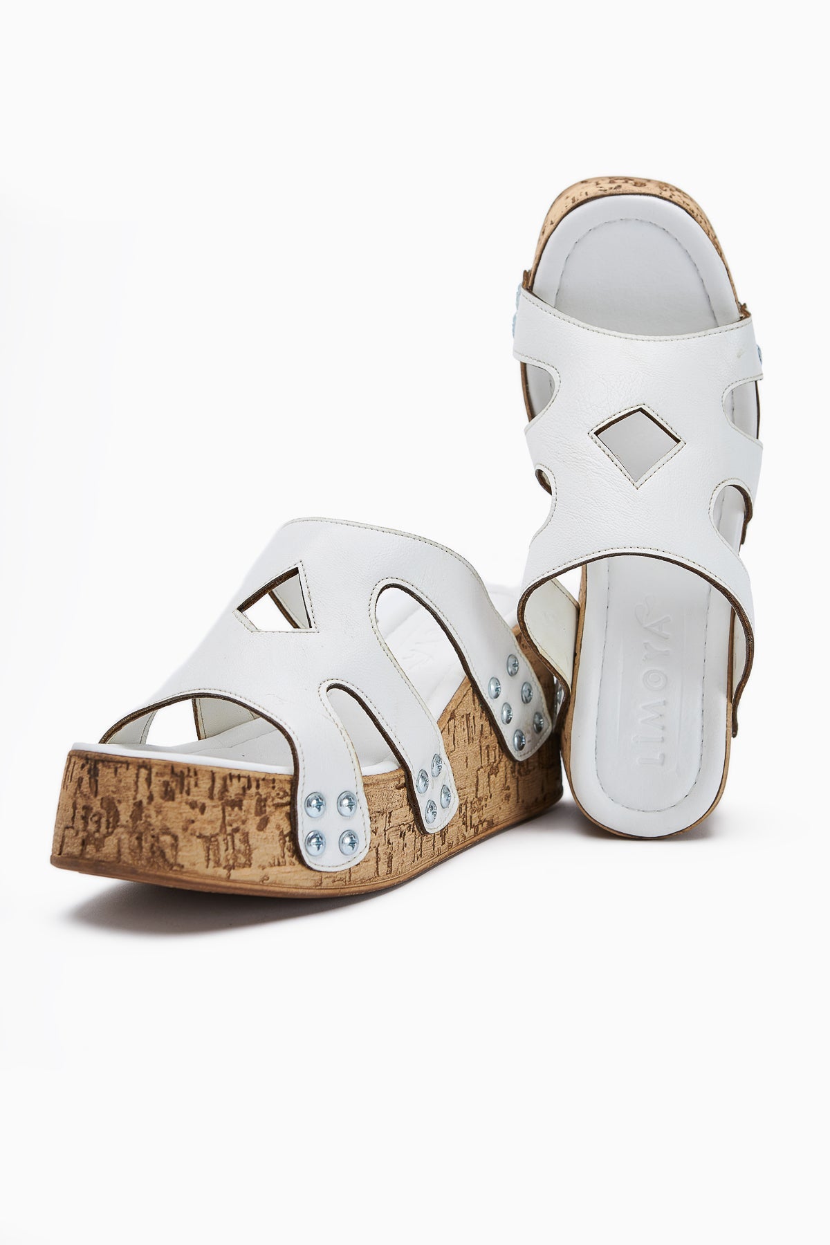 Freya White Slide Sandals with Screw Detail for Women