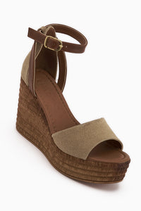 Moni Beige Suede Wedge Heeled Women’s Sandal