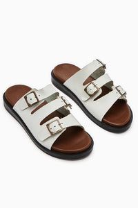 Cosima White Three-Strap Women’s Slippers