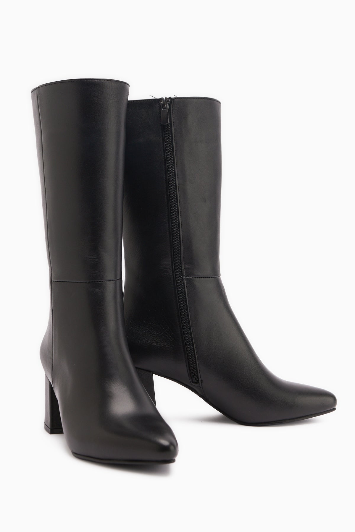 Elda Genuine Leather Black Heeled Women’s Boots