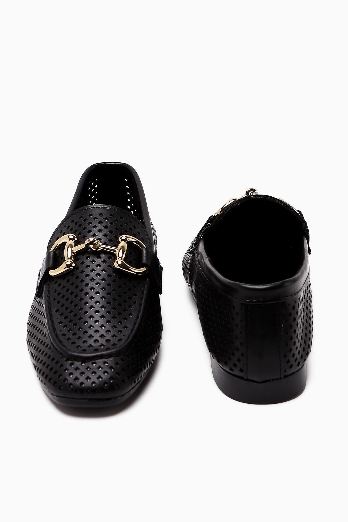 Gazali – Black Buckle-Detail Ballet Flat (Women)