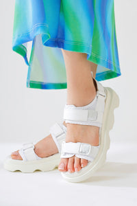 Tale White Single Strap Velcro Detail Sandal