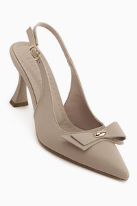 Sonia Beige Buckled Women’s Heeled Shoes