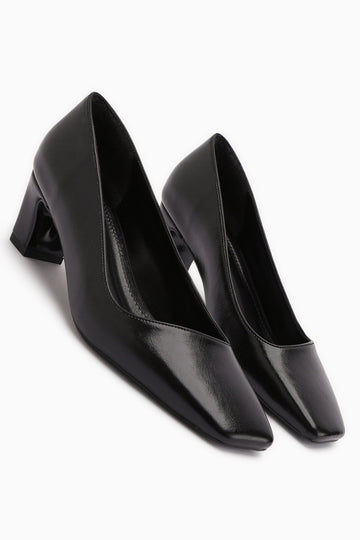 Jelina Black Thick Heeled Women’s Shoes