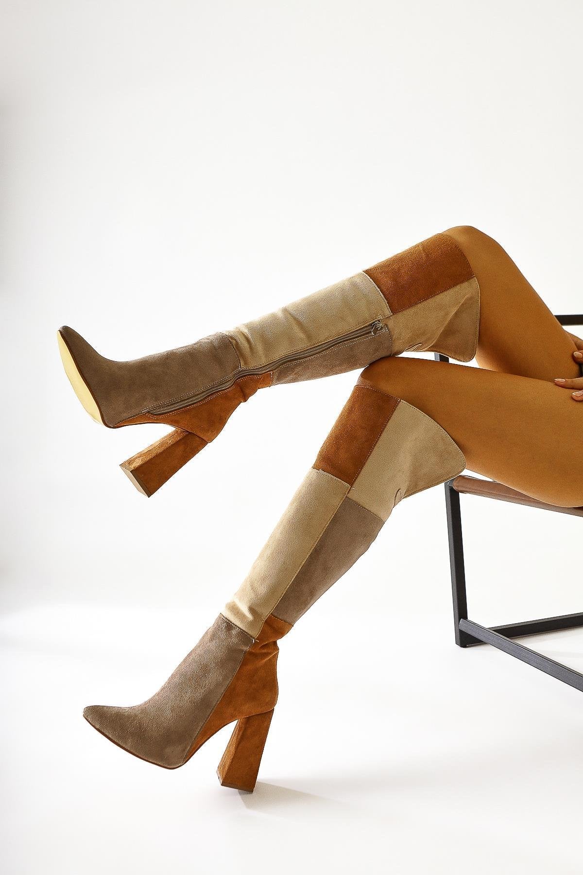 Kamiyah – Cognac Beige Taupe Over-The-Knee Boot (Women)