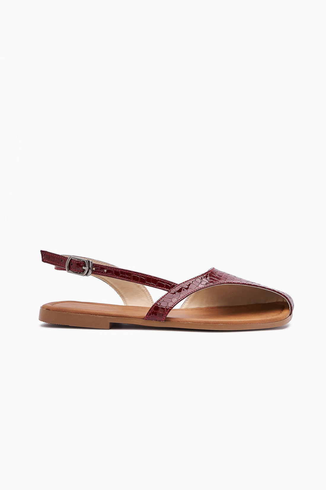 Agnez Burgundy Belt Detailed Women's Sandal
