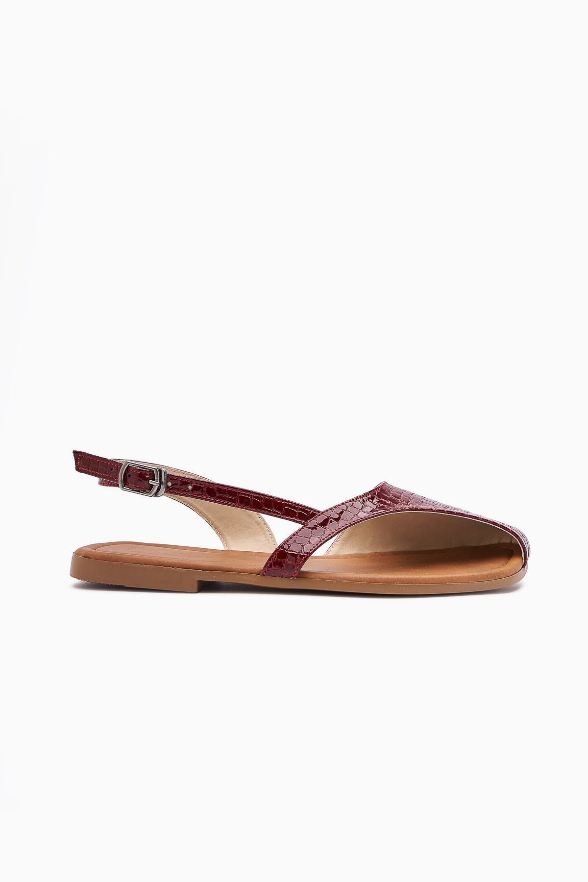 Agnez Burgundy Belt Detailed Women's Sandal