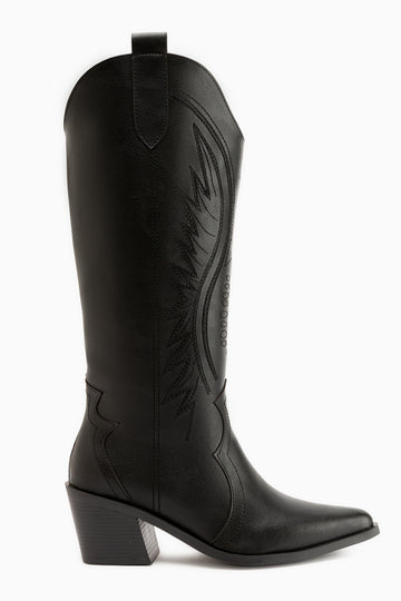 Hero Black Embroidered Cowboy Boots