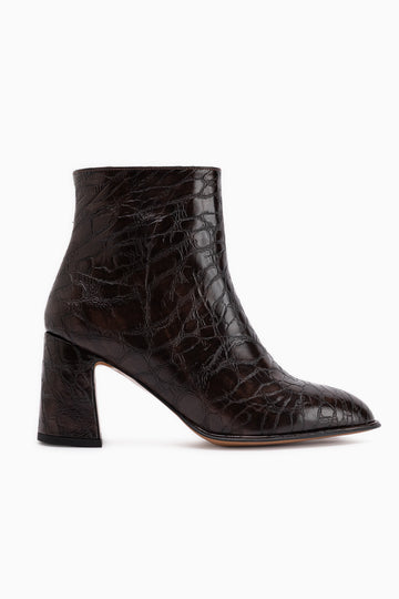 Marion Brown Crocodile Pattern Women’s Heeled Boots