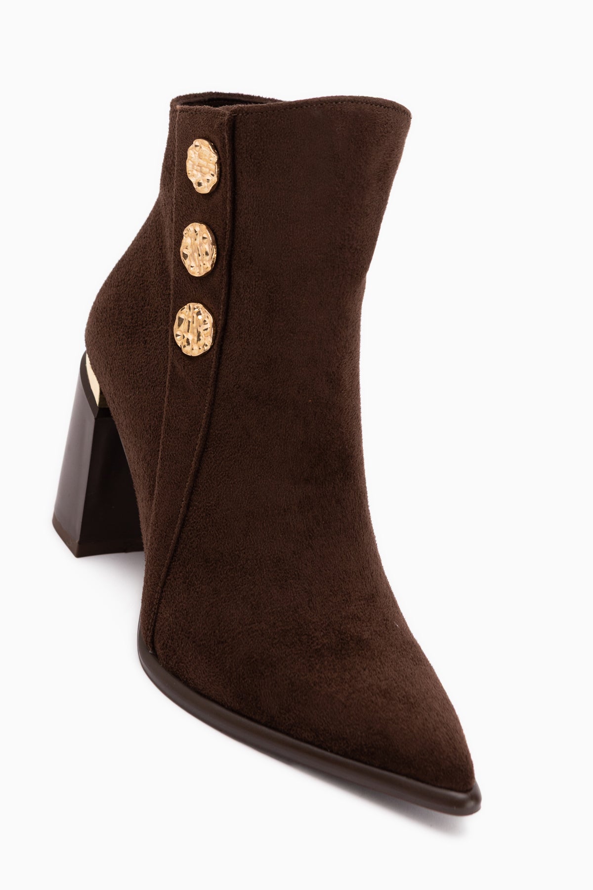 Mayvi Brown Suede Buckle Detailed Women’s Boots