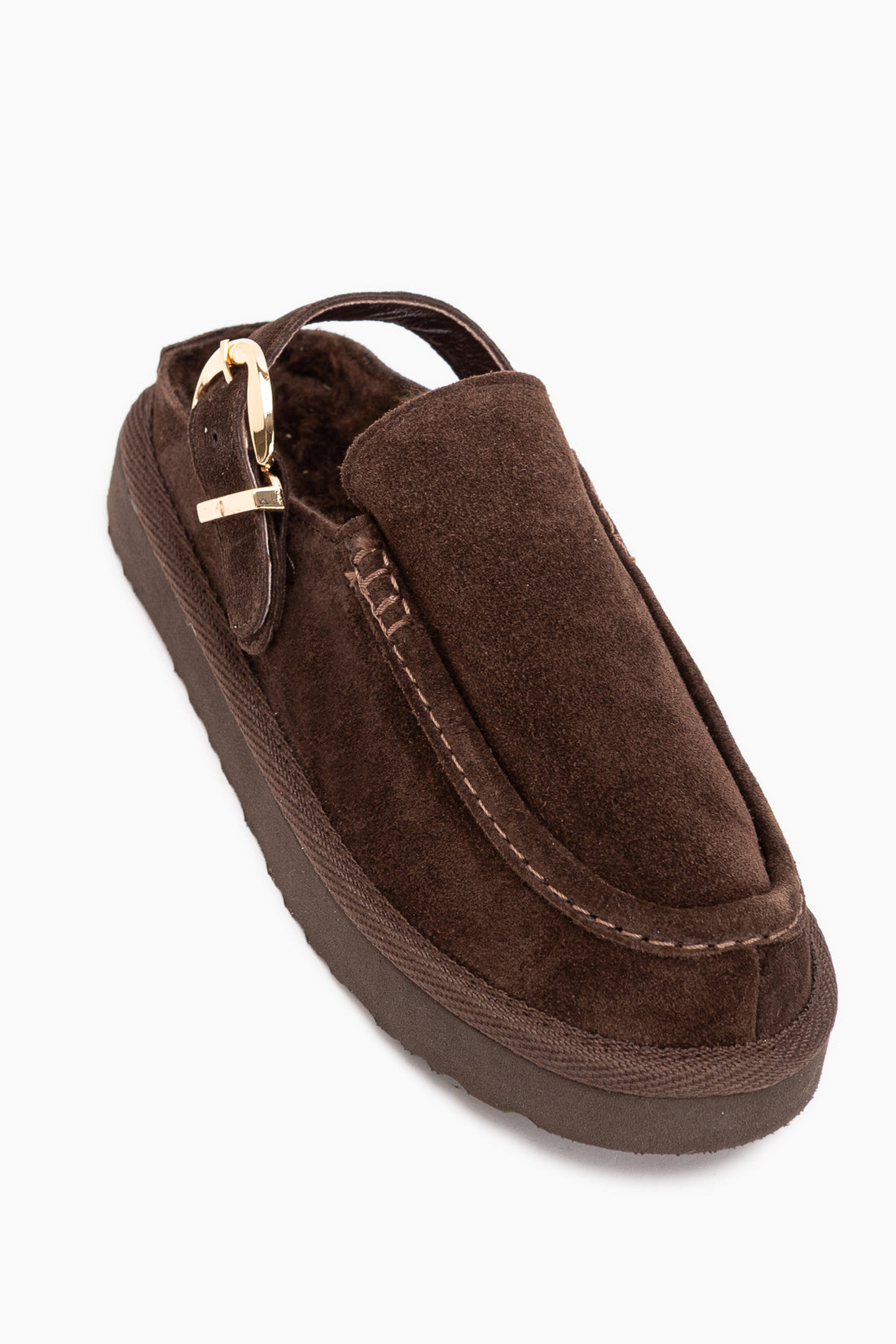 Beisa Genuine Leather Brown Suede Fur Women’s Slippers