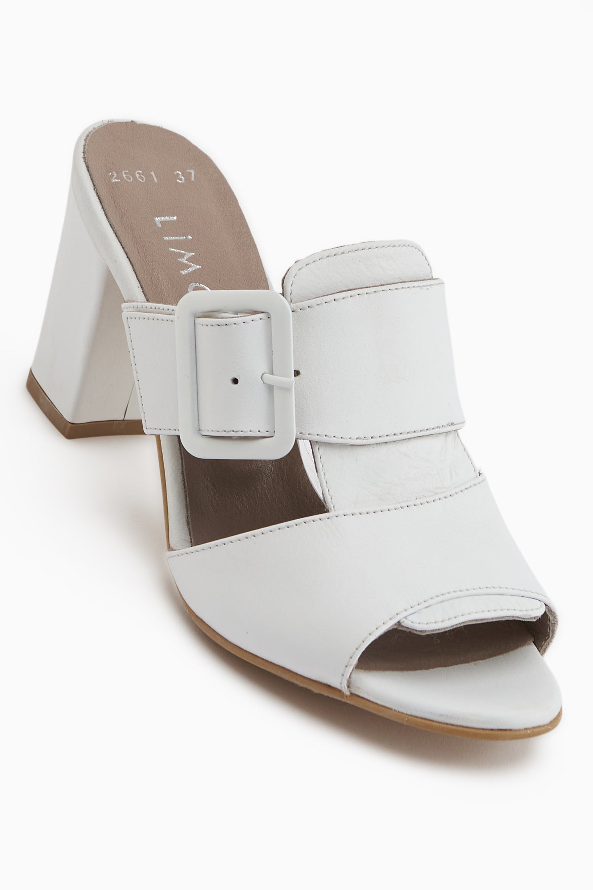 Ansa Genuine Leather White Heeled Women’s Slippers