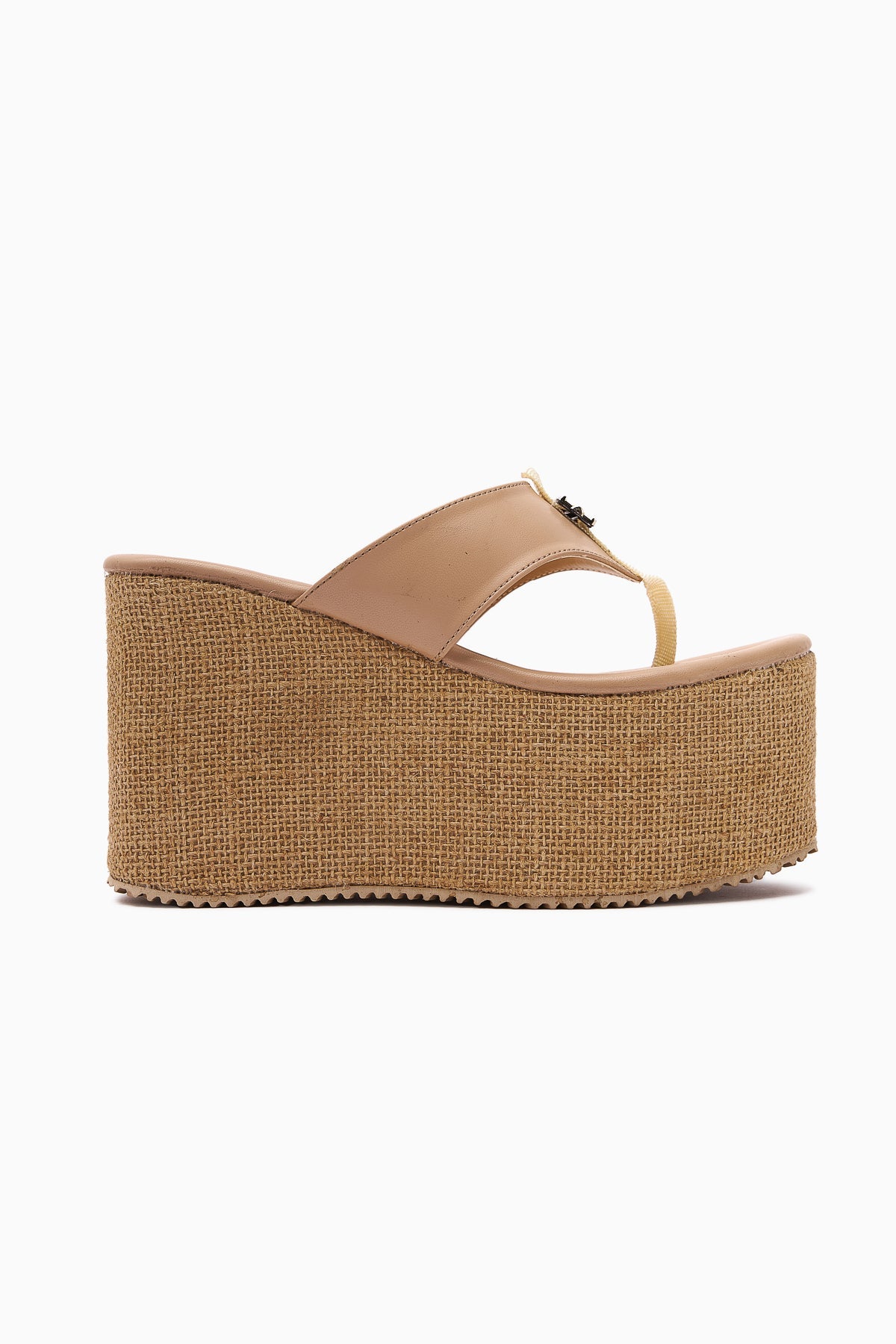 Tania Nude Toe-Post Straw-Soled Wedge Women's Slippers