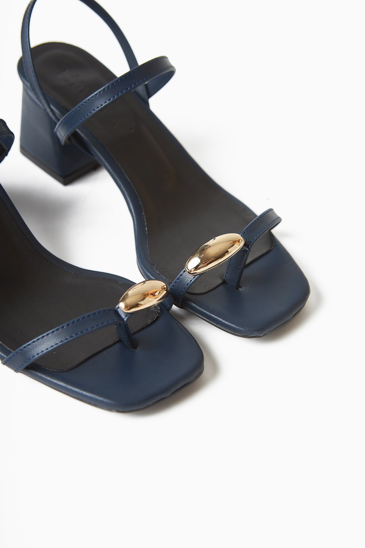 Selenya Navy Thong Sandals with Buckle Detail for Women