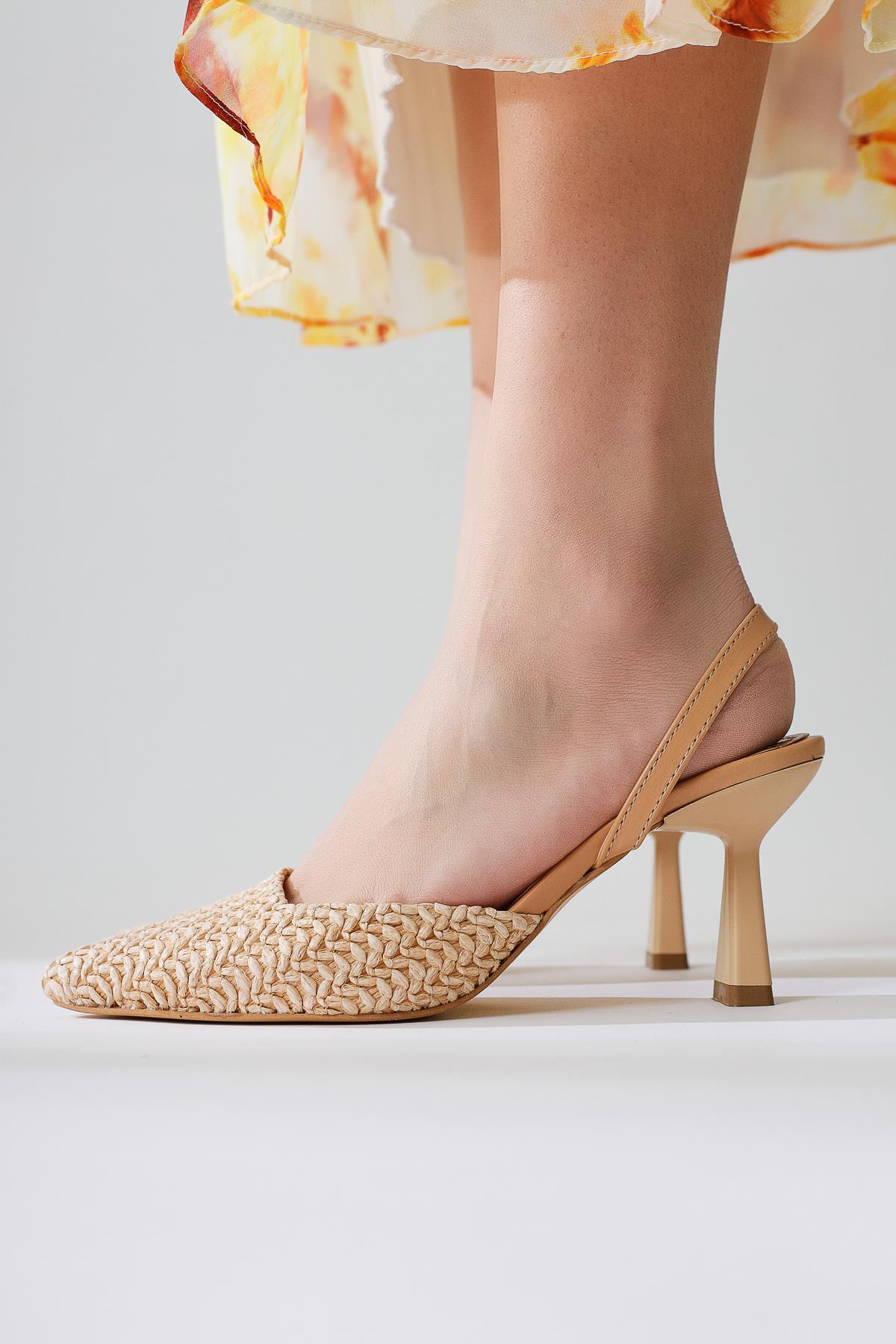 Maddy Nude Woven Detail Pointed-Toe Heeled Sandal