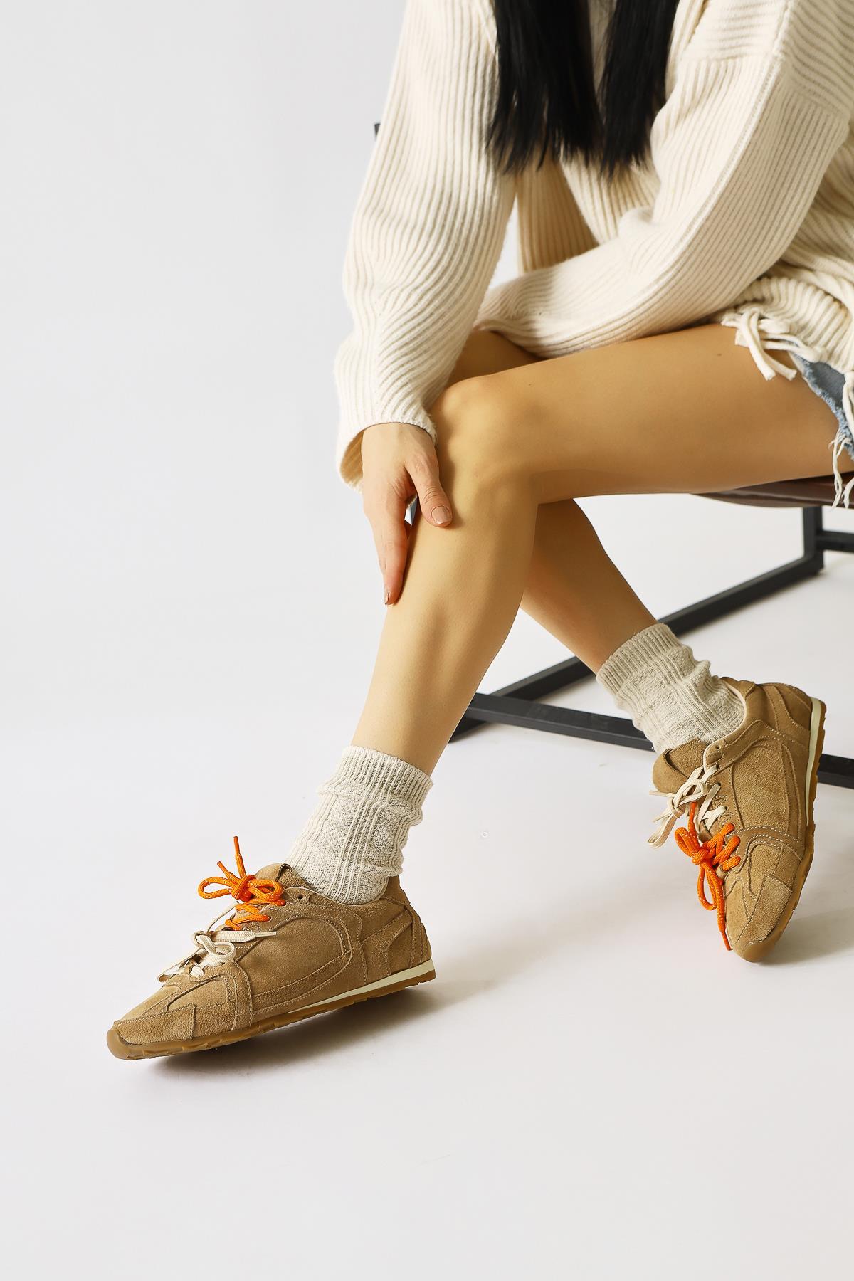 Sue Genuine Leather Mink Suede Double Lace-Up Sneakers