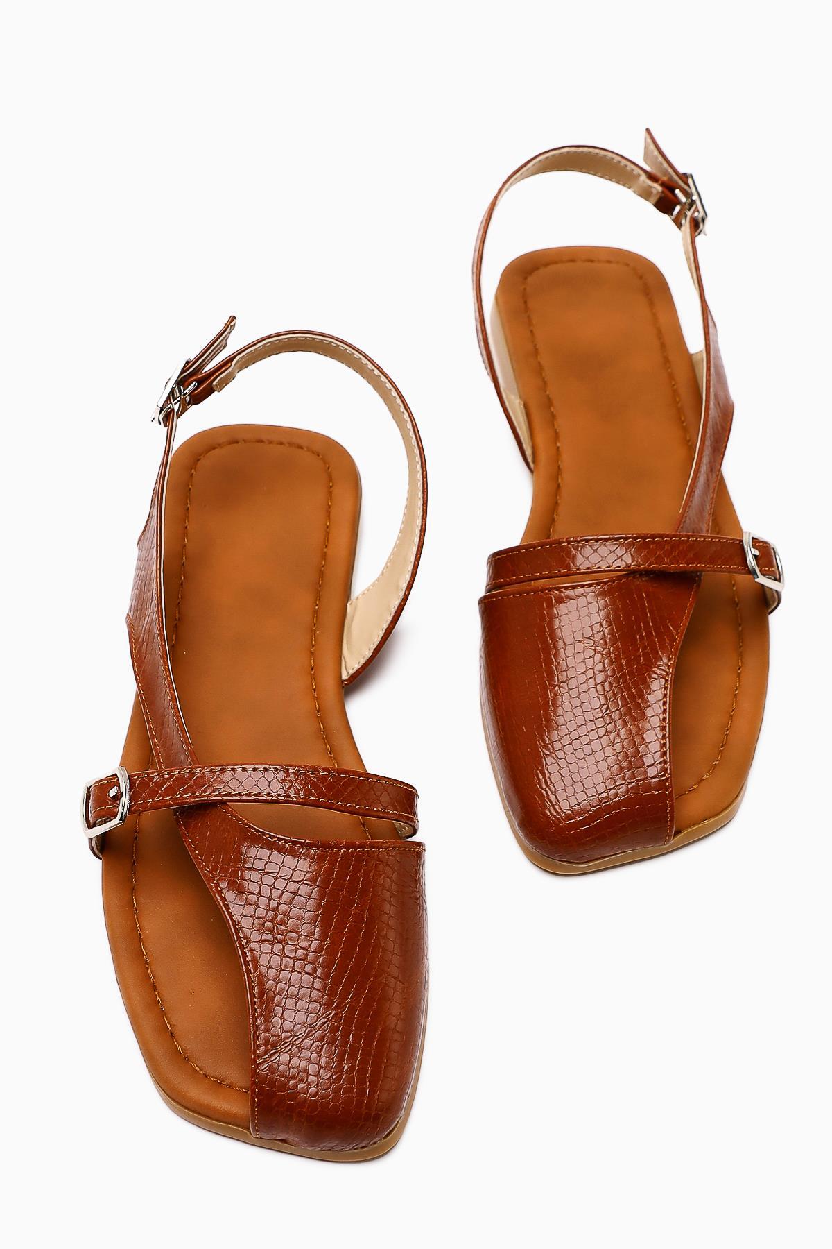 Almina Taba Belt Detailed Women's Sandal