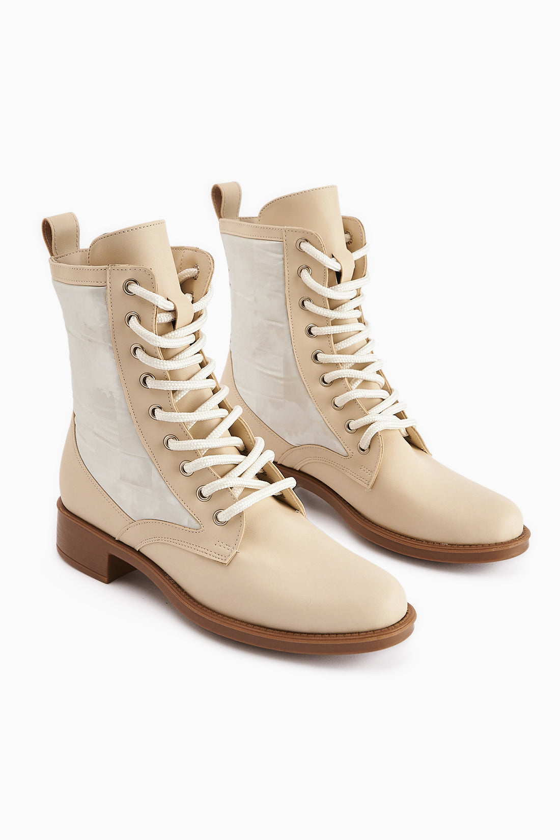Chrissi Beige Hologram Detailed Women’s Boots