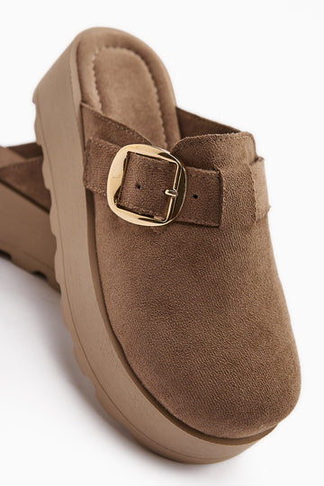 Clara Mink Suede Buckled Women's Slipper