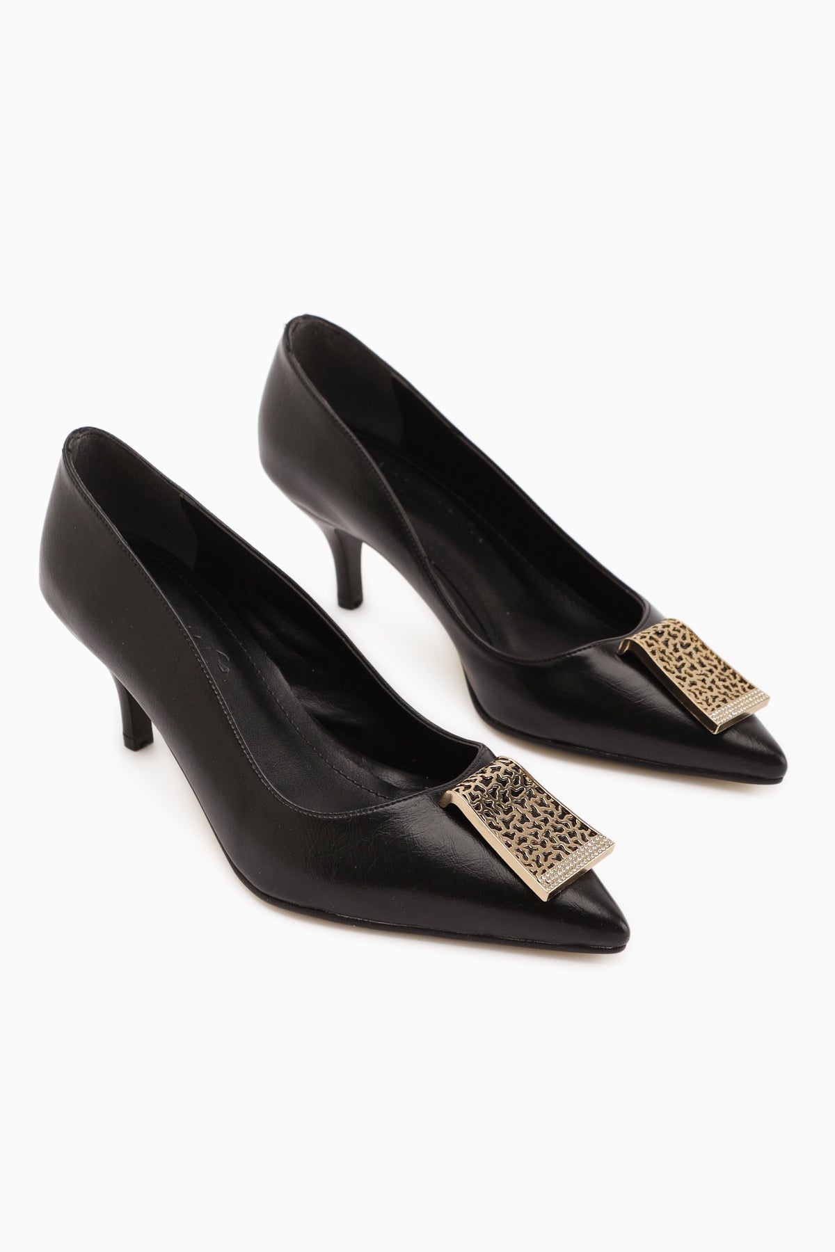 Lian – Black Buckle-Detail Slim-Heel Women's Heeled Shoe (Women)
