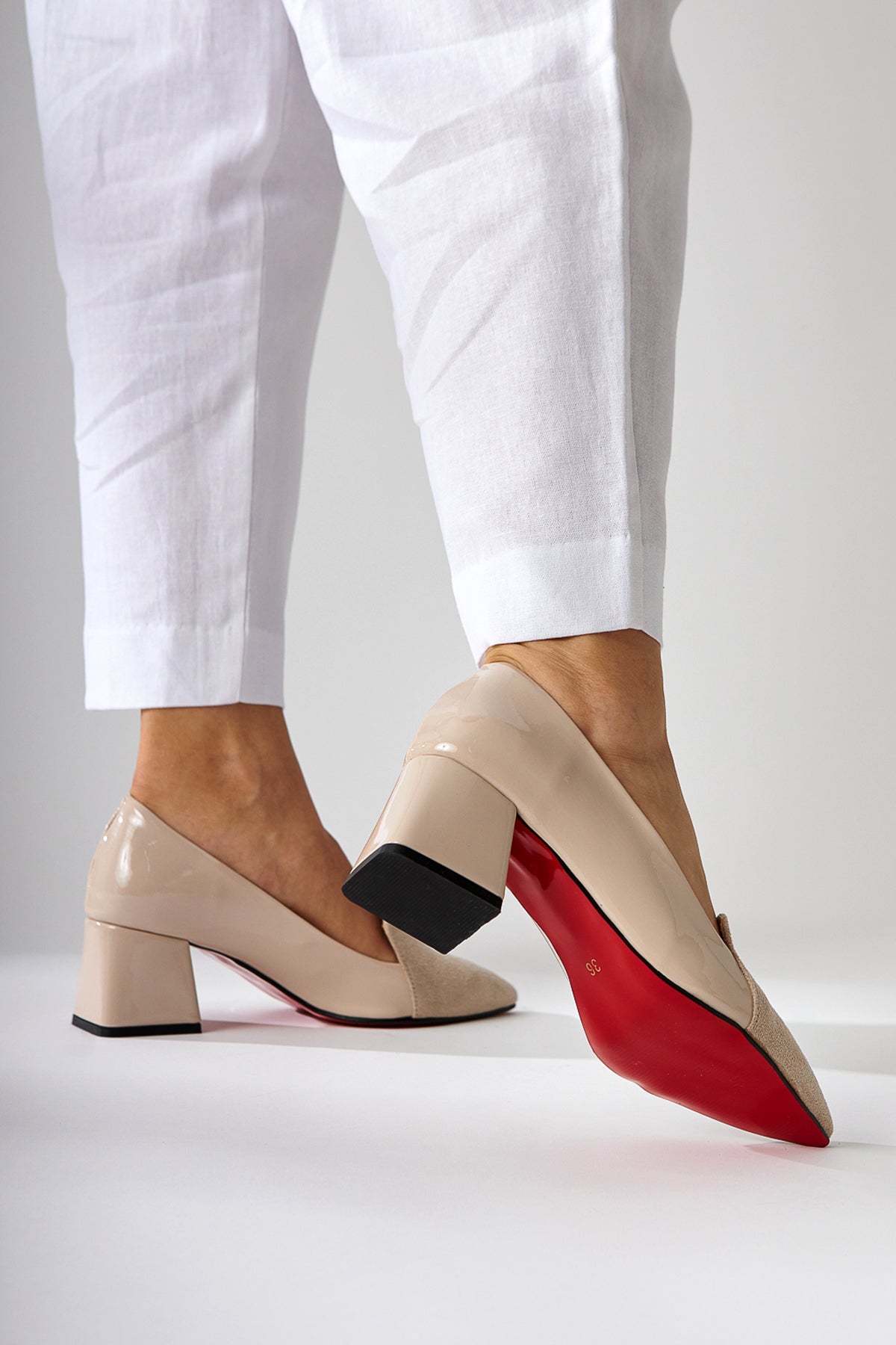 Gisela Patent Leather with Suede Detail High Heels for Women