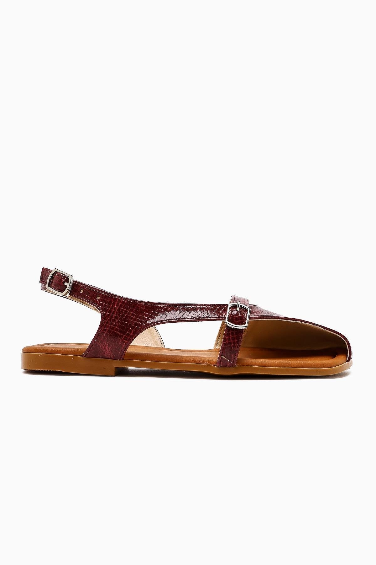 Almina Burgundy Belt Detail Women's Sandal