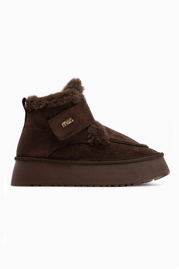 Celia Brown Suede Fur Thick Sole Women’s Boots