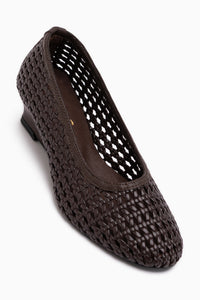 Viola Genuine Leather Brown Woven Women’s Heeled Shoes